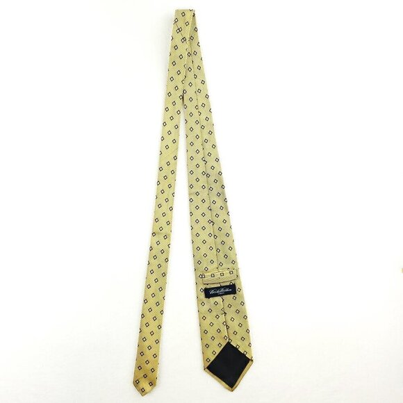Brooks Brothers Makers Geometric Neck Tie Silk Cotton Textured 60" Gold Made USA - Picture 10 of 12
